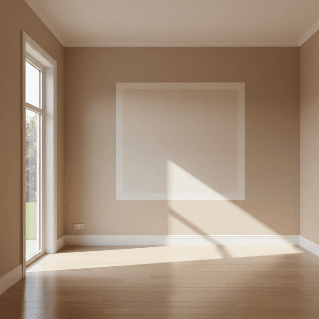 Empty room with sunlight coming through a window